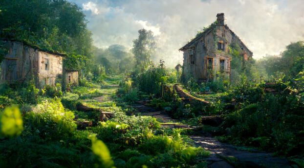 Abandoned House Photography Wallpaper 1360x768 Resolution