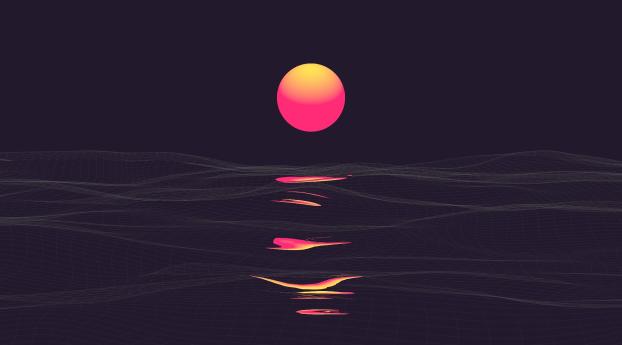 Abstract Vaporwave Retrowave Sun Reflaction Wallpaper