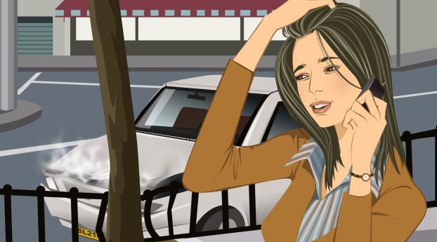accident, girl, call Wallpaper 360x640 Resolution
