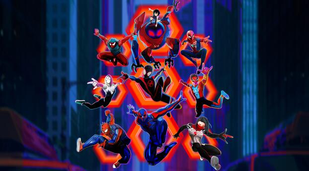 Across the Spiderverse Movie Digital Art Wallpaper 2048x2048 Resolution
