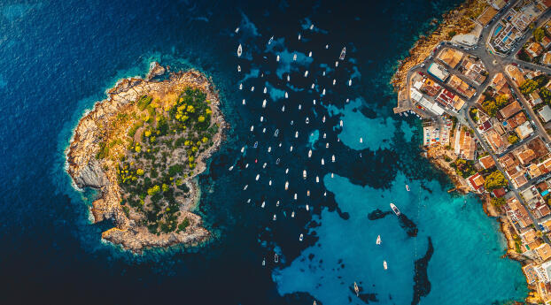 Aerial view of the Island Pantaleu Spain Wallpaper 1536x2152 Resolution