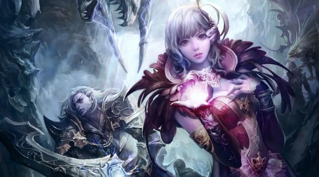 aion the tower of eternity, girl, magic Wallpaper 2500x900 Resolution