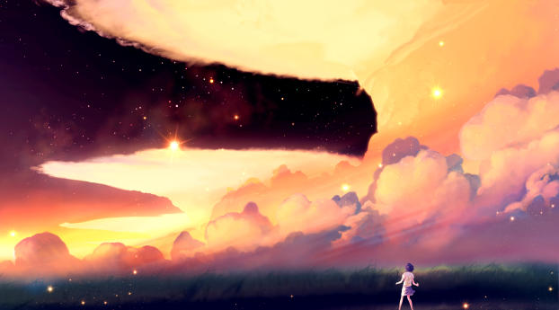 akio bako, anime, sunset Wallpaper 2048x2048 Resolution