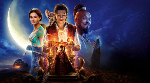 Aladdin 2019 Movie Banner 8K Wallpaper 480x484 Resolution