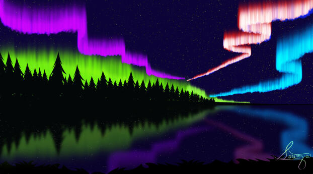 Alaska Digital Art Sky Wallpaper 1080x2280 Resolution