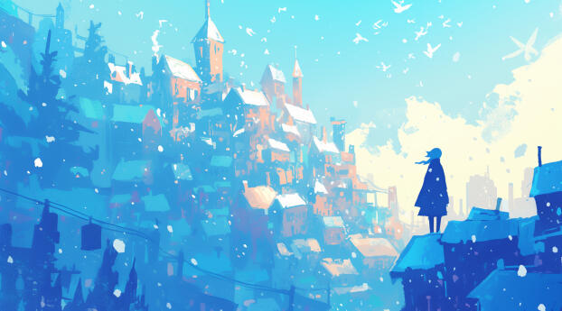 Alone in Winter HD Cityscape Wallpaper