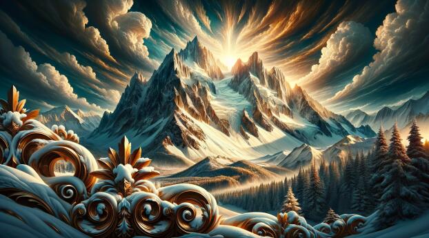 Amazing Snow Capped Mountain Peaks Wallpaper 950x1534 Resolution