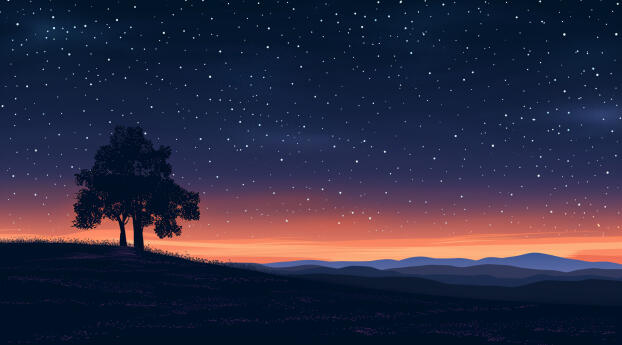 Amazing Starry Twilight 2K HD Desktop Wallpaper 1920x1080 Resolution