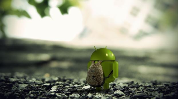 android, robot, backpack Wallpaper 1440x2960 Resolution