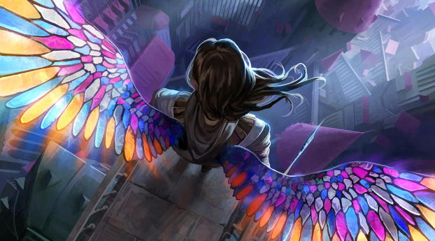 Angel Colorful Wings Wallpaper 720x1280 Resolution