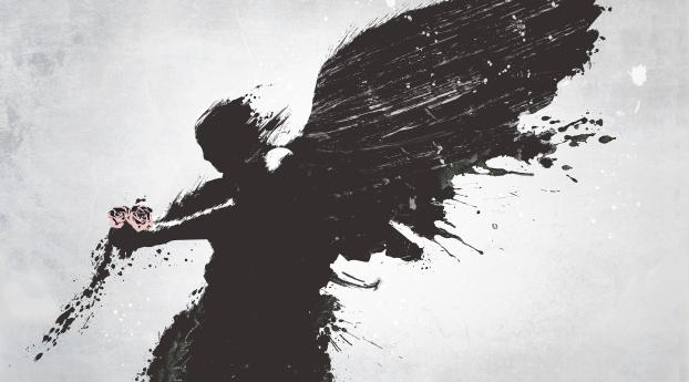 angel, wings, flower Wallpaper 1080x2160 Resolution