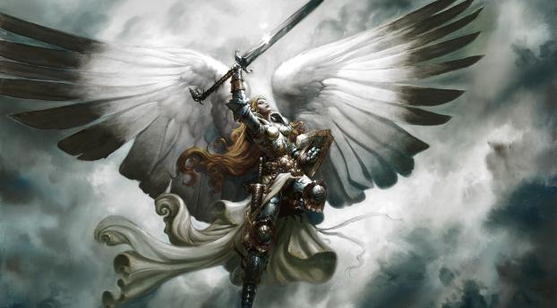 angel, wings, sword Wallpaper 360x640 Resolution