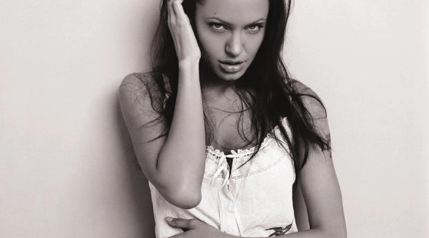 Angelina Jolie Black And White Wallpapers Wallpaper 640x480 Resolution