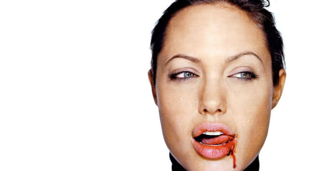 Angelina Jolie Blood on Lips Portrait wallpaper Wallpaper 2460x2400 Resolution
