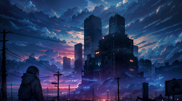 Anime City 4k Aesthetic Wallpaper 1440x900 Resolution