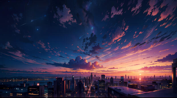 Anime City 4K Top View Wallpaper