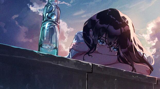 Anime Crying Girl 4k Wallpaper 1080x2316 Resolution