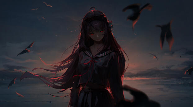 Anime Evil Girl Art Wallpaper 1440x2992 Resolution