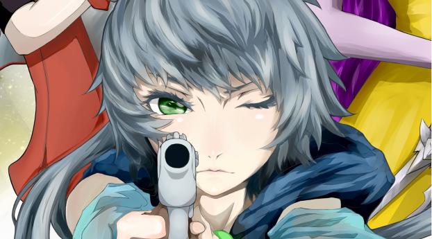 anime, face, gun Wallpaper 1280x2120 Resolution