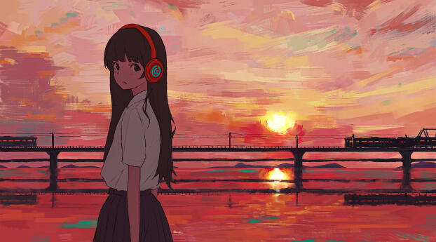 Anime Girl 4k Staring Wallpaper 1400x600 Resolution