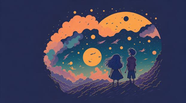 Anime Girl and Boy HD True Friendship Wallpaper