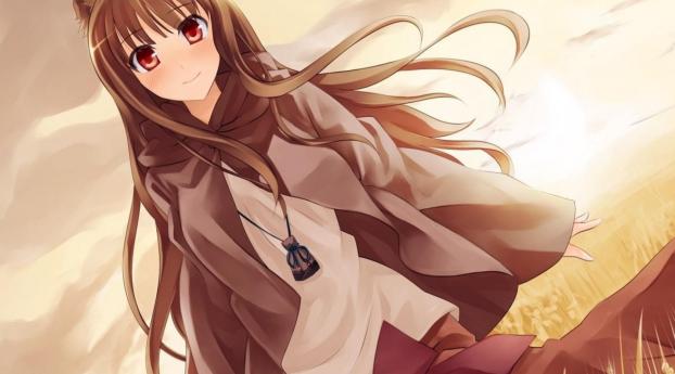 anime, girl, cloak Wallpaper 1360x768 Resolution