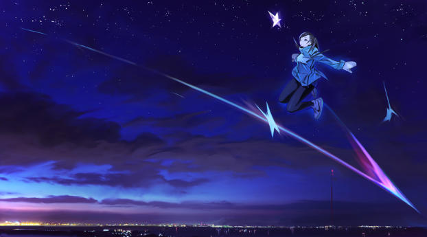 Anime Girl Flying Wallpaper 1920x1080 Resolution