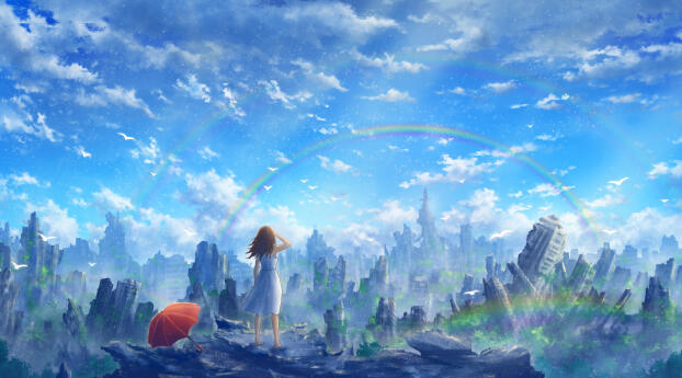 Anime Girl HD Post Apocalyptic Wallpaper 720x1560 Resolution