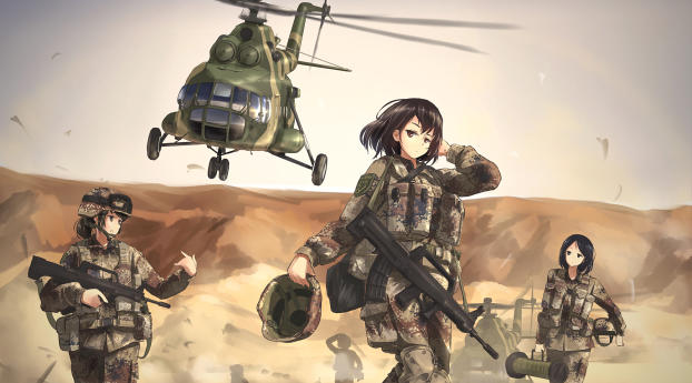 anime, girl, helicopter Wallpaper 3840x2400 Resolution