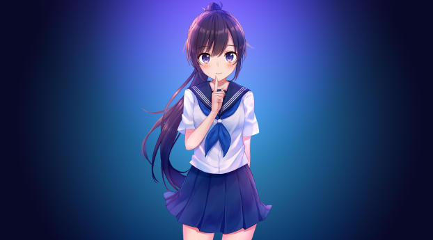 Anime Girl In School Uniform Wallpaper 1360x768 Resolution