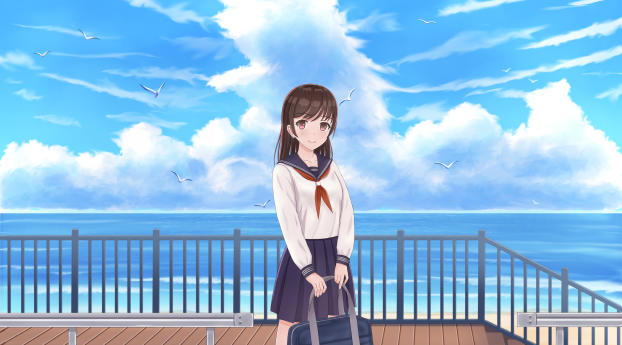 Anime Girl In Sunny Weather Wallpaper 1200x480 Resolution