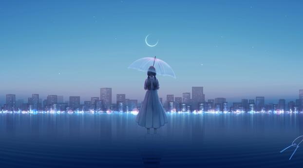 Anime Girl in Water Wallpaper 320x290 Resolution