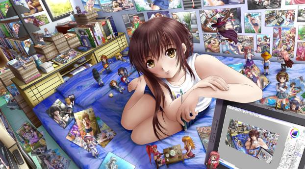 anime, girl, room Wallpaper 960x544 Resolution