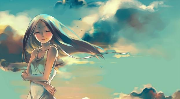 anime, girl, sky Wallpaper 720x1280 Resolution
