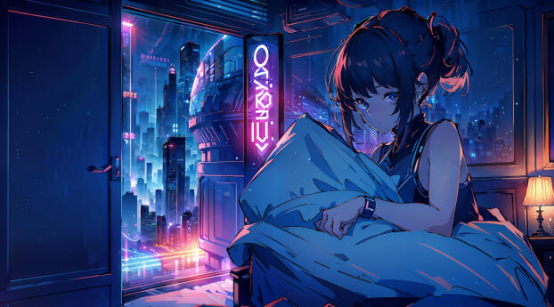 Anime Girl Starring 2023 AI Art Wallpaper 1080x2160 Resolution