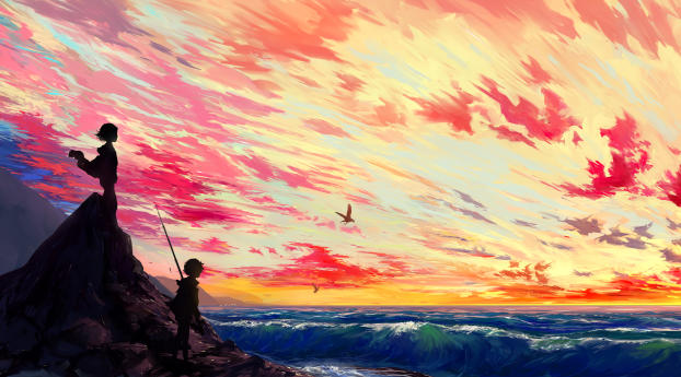 Anime Painting Art Wallpaper 2048x1152 Resolution