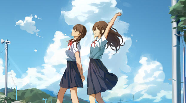 Anime School Friends Digital 2023 Art Wallpaper
