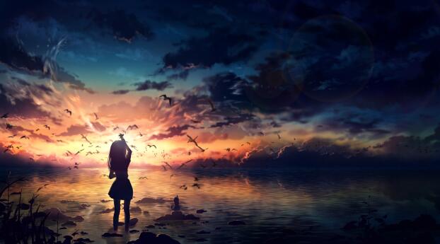 1400x400 Anime Sunset HD Digital Cool 1400x400 Resolution Wallpaper, HD  Artist 4K Wallpapers, Images, Photos and Background - Wallpapers Den