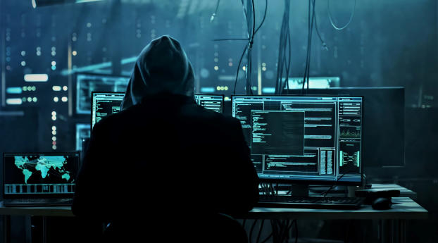 Anonymous Hacker Working Wallpaper 1080x2160 Resolution