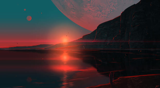 Another Planet Sunset Wallpaper 1920x1080 Resolution