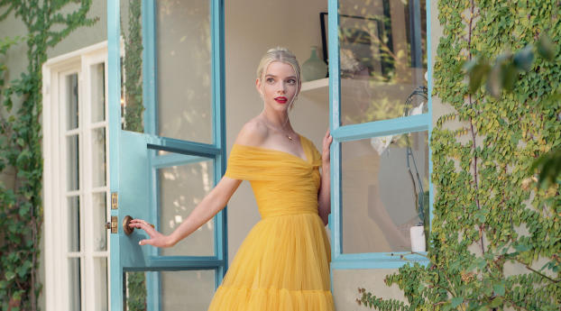 Anya Taylor-Joy in Yellow Wallpaper 320x240 Resolution
