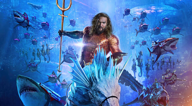 Aquaman and The Lost Kingdom Textless Poster Wallpaper 3040x1440 Resolution