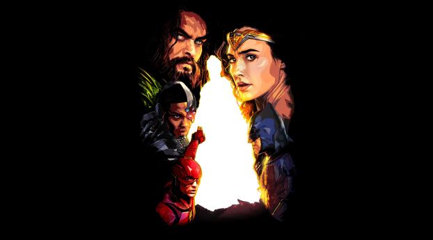 Aquaman, Batman, Cyborg And Wonder Woment Art Wallpaper 1080x1920 Resolution