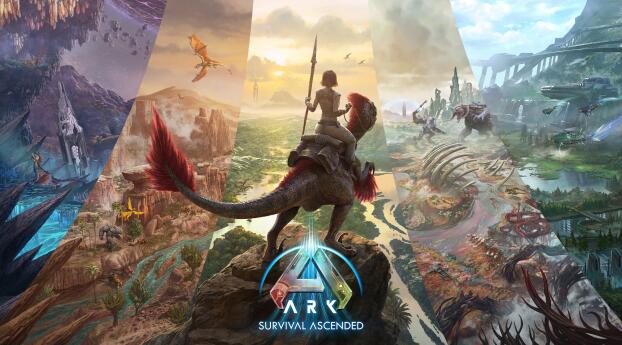 ARK Survival Ascended 2023 Key Art Wallpaper 2560x1024 Resolution