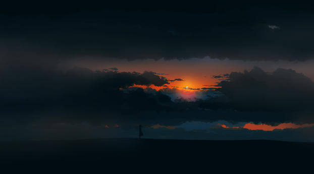 Artistic 4K Cloudy Sunset Wallpaper 1080x2240 Resolution