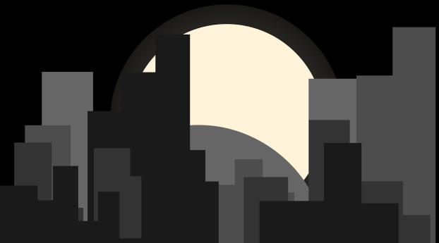 Artistic City in Moon Night Wallpaper