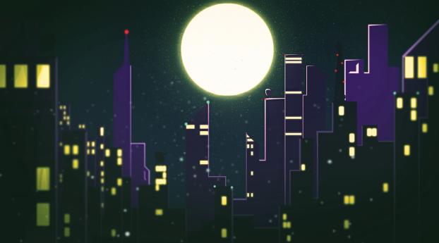 Artistic Cityscape Falling Night Wallpaper