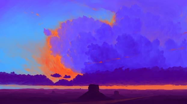 Artistic Cloudy Desert Wallpaper 2048x2048 Resolution
