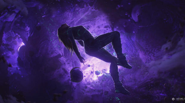 Artistic Girl Purple Space Space Suit Wallpaper