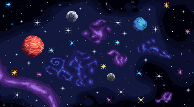 Artistic Pixel Art HD Space Wallpaper 1440x2560 Resolution